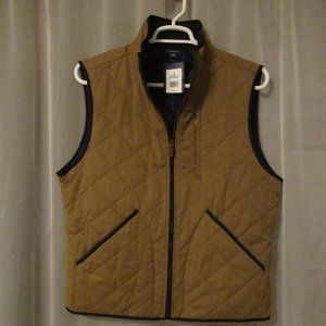 Crown & Ivy Med Vest Brown Navy Trim